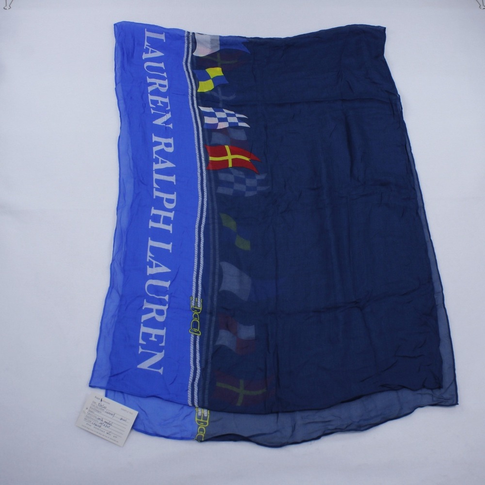 Ralph Lauren Scarf "Sample Tag" - 100% Modal - Blue Nautical Flags